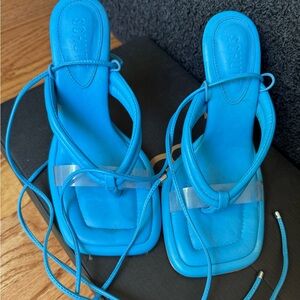 SCHUTZ Blue Strappy Sandals with Stiletto Heel